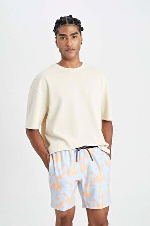 DeFacto Regular Fit Desenli Kısa Boy Deniz Şortu B7448AX24HSBE343