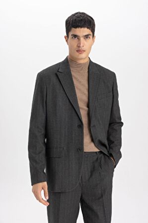 DeFacto Çizgili Düğmeli Astarlı Blazer Ceket B0151AX23WNAR167