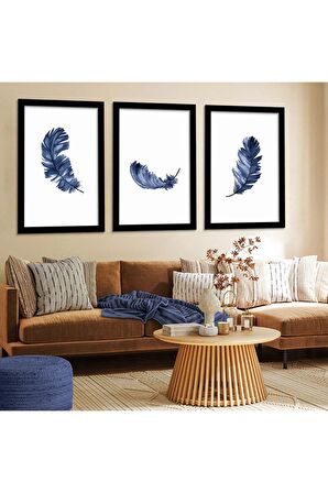 Kolaj Çizim 3'lü Kanvas Tablo