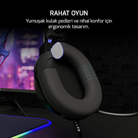 Voldon Siyah 7.1 Surround Rainbow Gaming Kulaklık