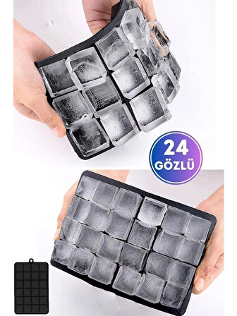 24'lü Sililkon Kare Buz Kalıbı Kokteyl Meyve Dondurma Sunum 1 Adet