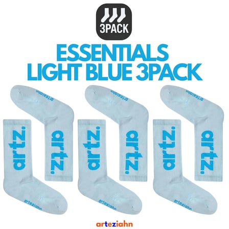 Essentials Light Blue - Mavi Unisex Spor & Lifestyle Havlu Taban Organik Pamuklu 3'lü Çorap Seti