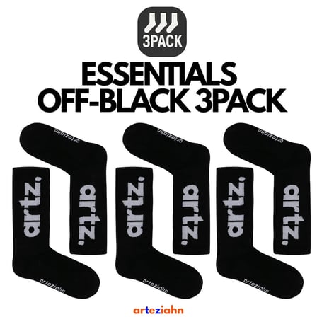 Essentials Off-Black - Siyah Unisex Spor & Lifestyle Havlu Taban Organik Pamuklu 3'lü Çorap Paketi
