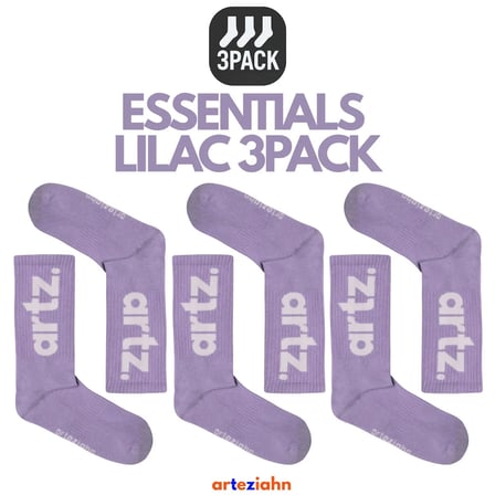 Essentials Lilac - Mor Unisex Spor & Lifestyle Havlu Taban Organik Pamuklu Çorap 3'lü Paket