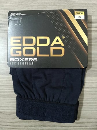 Edda GOLD Erkek Boxer Lacivert S – Pamuklu Likralı Esnek Rahat Penye İç Çamaşırı