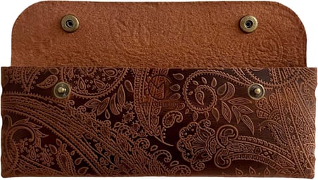 El Yapımı Kalemlik Hakiki Deri, Deri Küçük Kalem Kutusu – İş, Ofis, Okul Aksesuar Tutucu, Klasik ve Minimal El Yapımı Tasarım Vintage Kalemlik (Desenli Taba)