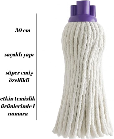 30 cm Saçaklı Mop – Süper Emiş Gücü, Dayanıklı ve Etkili Temizlik Başlığı