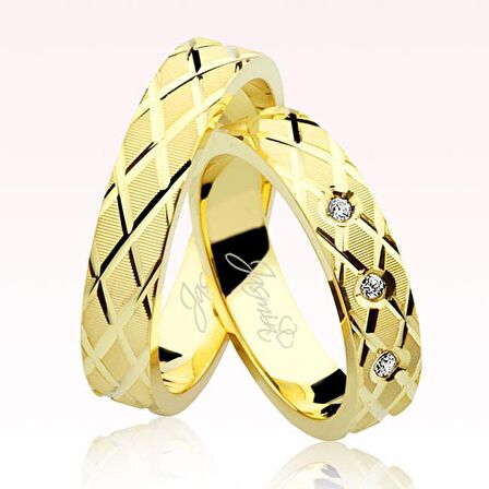 Sarı Çapraz Model Altın Alyans 2501-2