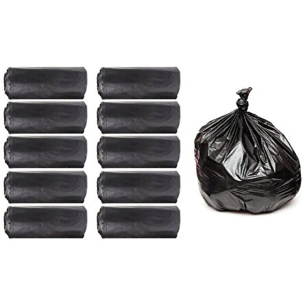 Almina J-400 Jumbo Boy Çöp Poşeti 80x110 Cm 10'lu Rulo 10 Paket Siyah