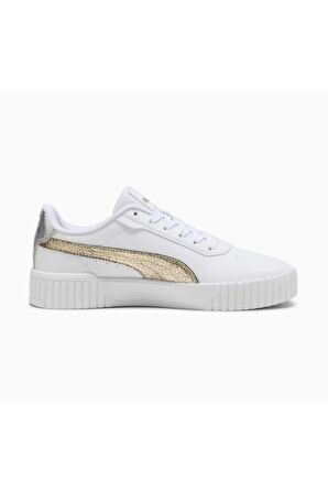 Puma Kadın Beyaz-Metalik Gold Carina Sneakers Spor Ayakkabı VO39509601