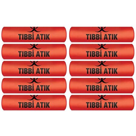 Almina Tıbbi Atık Torbası Jumbo Boy 80x110 Cm 700 gr 10 lu Rulo 10 Paket (Kırmızı-Siyah Baskılı)