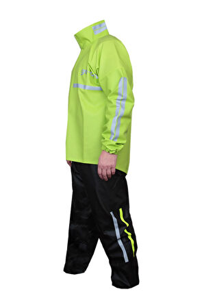 Motosiklet Yağmurluk Takım Prime 0.44Mm. Kalın %100 Su Geçirmez Kumaş Fermuarlı Paça Reflektörlü