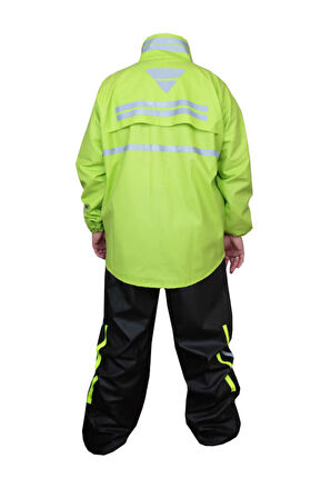 Motosiklet Yağmurluk Takım Prime 0.44Mm. Kalın %100 Su Geçirmez Kumaş Fermuarlı Paça Reflektörlü