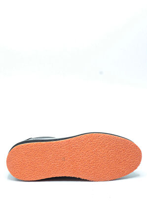 Siyah Rugan Hakiki Deri Turuncu Renkli Hafif Tabanlı Premium Erkek Sneaker Ayakkabı