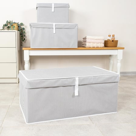 Çok Amaçlı Düzenleyici Kapaklı Sandık Tipi Kutu Hurç Organizer (70 x 40 x 30, Gri)