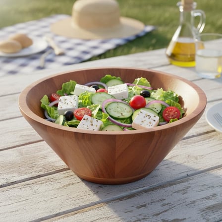 23cm Doğal Akasya Ağacı Salata Kasesi – El Yapımı Derin Ahşap Servis ve Karıştırma Kasesi | Meyve, Makarna, Çerez Sunumu | Çevre Dostu Mutfak ve Sofra Aksesuarı