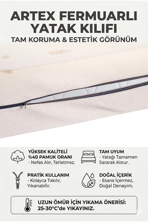 Kılıf Cotton 80x160 Yatak Kılıfı Koruyucusu Örtüsü Fermuarlı Kapitone Fit Zippered Mattress Cover