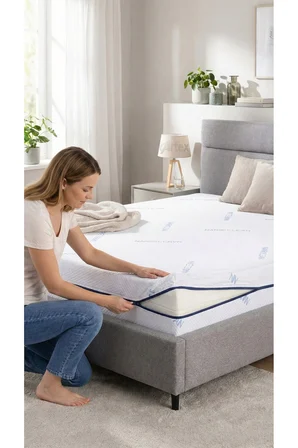 Kılıf Nano 90x200 Yatak Kılıfı Koruyucusu Örtüsü Fermuarlı Kapitone Fit Zippered Mattress Cover