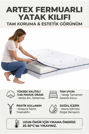 Kılıf Nano 100x200 Yatak Kılıfı Koruyucusu Örtüsü Fermuarlı Kapitone Fit Zippered Mattress Cover