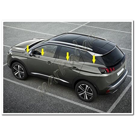 WOC Chrome Peugeot 3008 Krom Cam Çıtası 2016 Sonrası 8 Parça Paslanmaz Çelik