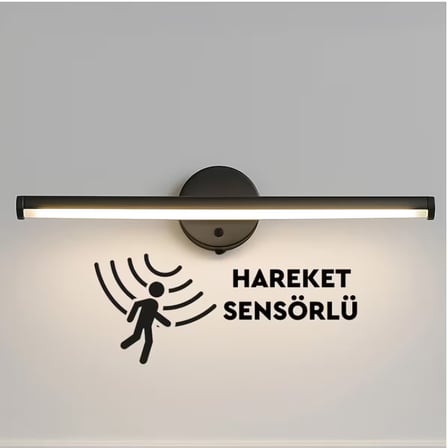 Sök-Tak Sensörlü Siyah - Beyaz Işık Yapışkanlı Pilli Led Aplik 38cm