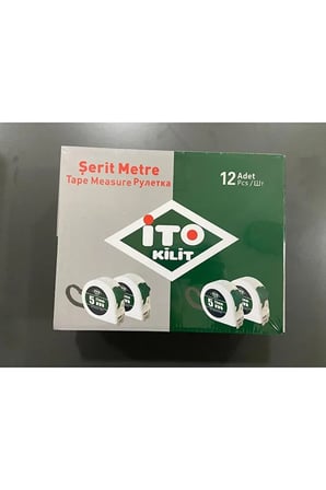 İto Kilit 5m x 25mm Çelik Şerit Metre Darbeye Dayanıklı Toptan Paket (12'li Set)