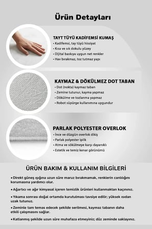 Kaymaz Taban Yıkanabilir Halı – Mutfak, Salon, Yatak Odası için Modern Dijital Baskı Halı (SLNHALI02