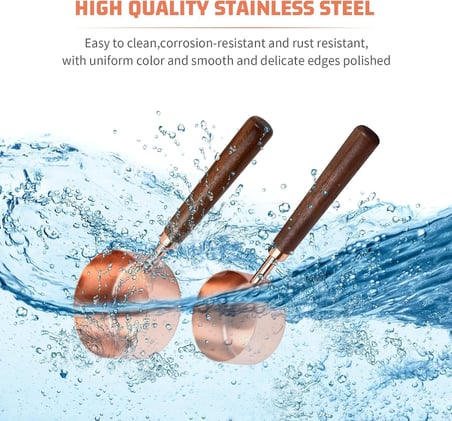 4’lü Ahşap Saplı Ölçü Kaşığı Seti – 250/125/80/60 ml Paslanmaz Metal