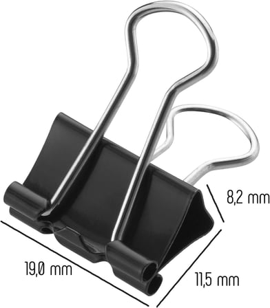 Westcott E-10711 00 katlanır mandallar, 19 mm, siyah, 12 adet, belgeler için metal mandallar, sağlam ve tekrar kullanılabilir kağıt mandalları, ofis ve ev için 19 mm kıskaçlar