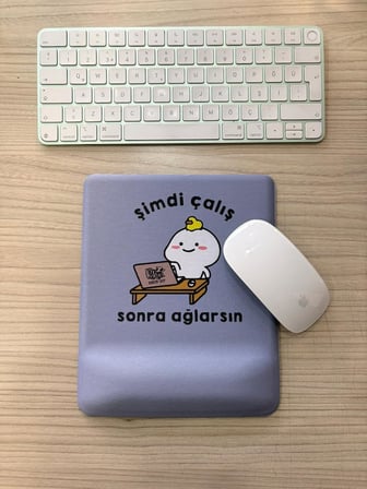 Şimdi Çalık Sonra Ağlarsın Baskılı Bilek Destekli KARE Mouse Pad (mavi)