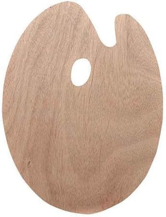 Ahşap Oval Palet Naturel 30x40 cm 1 Adet Büyük Boy Ahşap Boya Paleti Resim Boyama Tepsisi Akrilik Guaj Karıştırıcı