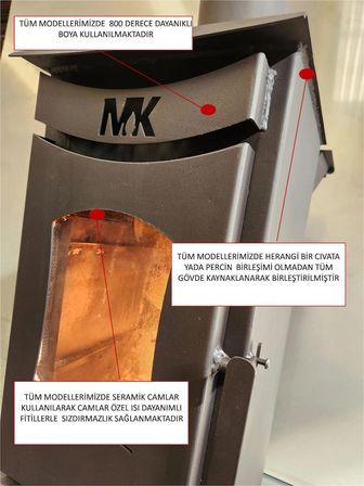  MK-Mini Pelet Sobası - Elektriksiz & Kompakt Tasarım(Pelet ve odun sobası)