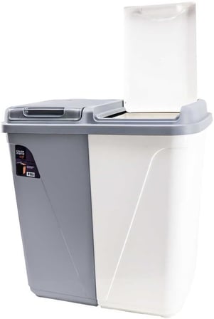 Violet 90 Litre Çift Gözlü Çamaşır Sepeti Gri-Beyaz