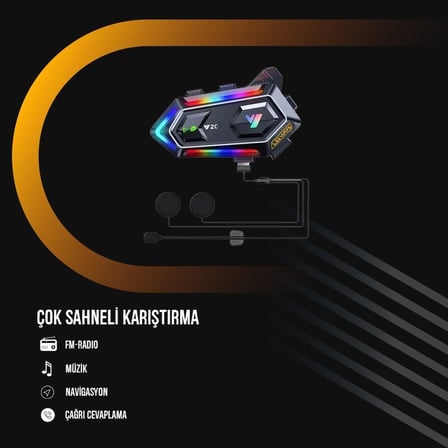 Y20 RGB Kask ıntercomu Kask İçin Bluetooth Kulaklık (Eşleşme Yoktur)