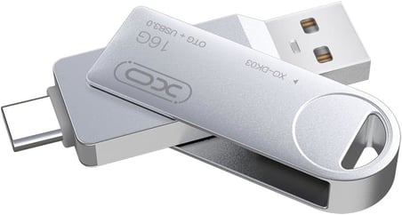 DK03 Type-C OTG USB Bellek, Yüksek Hızlı Okuma/Yazma, USB 3.0 ve Type-C, Metal Alaşım, Döner Tasarım, Anti-X-ray, Anti Manyetik, Sıcaklığa Dayanıklı, Gümüş (64, GB)