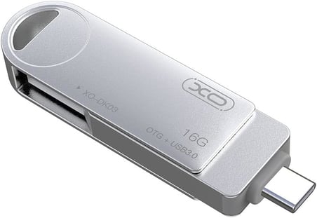 DK03 Type-C OTG USB Bellek, Yüksek Hızlı Okuma/Yazma, USB 3.0 ve Type-C, Metal Alaşım, Döner Tasarım, Anti-X-ray, Anti Manyetik, Sıcaklığa Dayanıklı, Gümüş (64, GB)