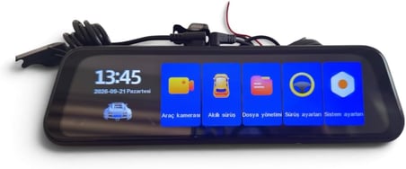 Navigold Q8 9.35" IPS Dokunmatik Ekranlı Çift Kameralı Akıllı Dikiz Aynası DVR Araç İçi Kayıt ve Geri Görüş Kamerası (ADAS Destekli)