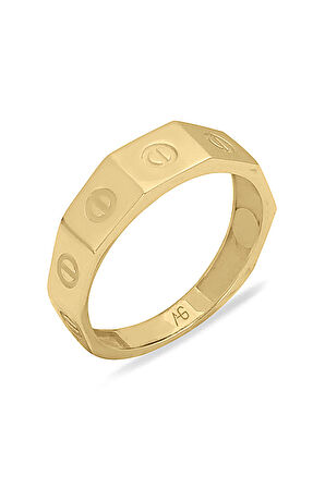 Altın Vida Model Köşelli Taşsız Yüzük