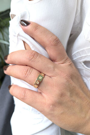 Altın Vida Model Köşelli Taşsız Yüzük