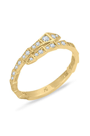 Zirkon Taşlı Altın Yılan Yüzük