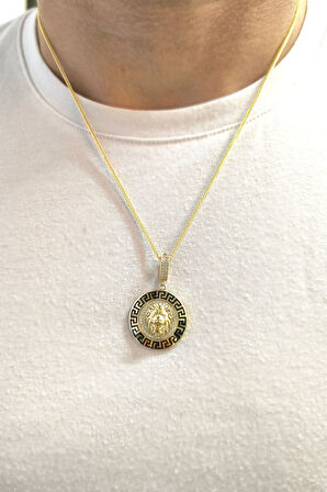 Altın Aslan Başı Erkek Kolye