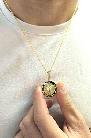 Altın Aslan Başı Erkek Kolye