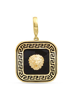 Kare Model Altın Aslan Kolye Ucu