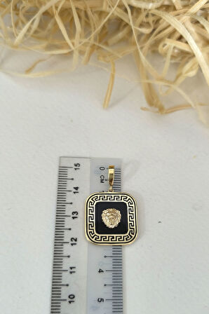 Kare Model Altın Aslan Kolye Ucu