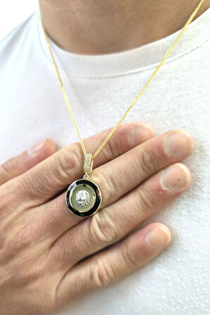 Yuvarlak Model Altın Aslan Kolye