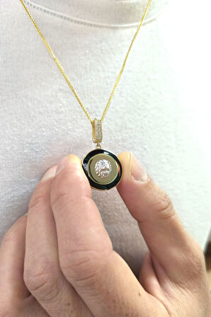 Yuvarlak Model Altın Aslan Kolye