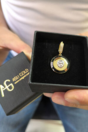 Yuvarlak Model Altın Aslan Kolye Ucu