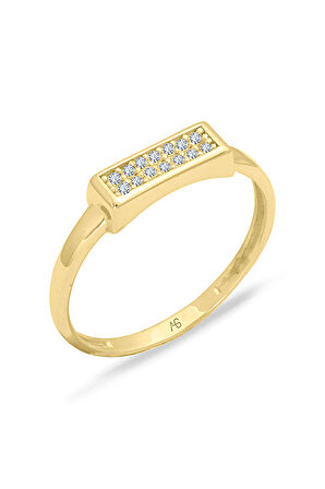 İnce Kol Altın Taşlı Kombin Yüzük