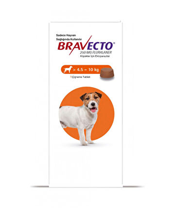Bravectoo Köpekler İçin Çiğneme Tableti 250 mg (>4,5 – 10 kg) Bir tablet