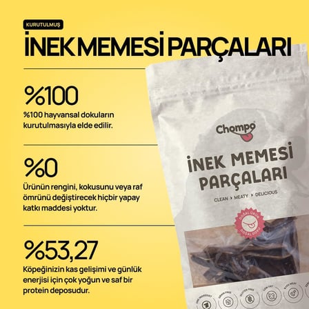 İnek Memesi Parçaları 100% Doğal Katkısız Köpek Ödül Maması 100 Gr
